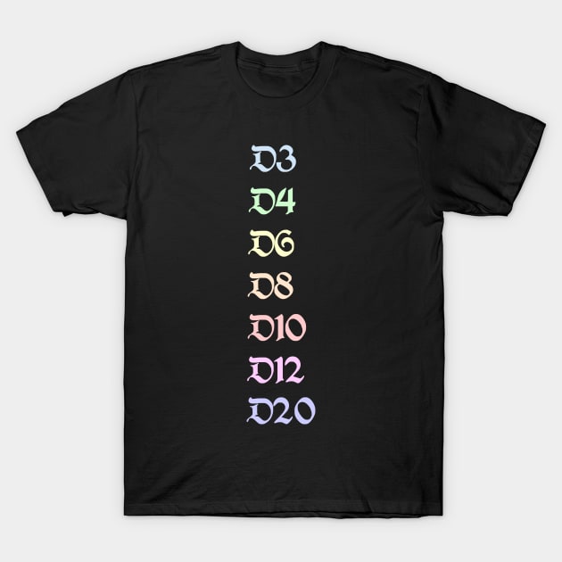 Pastel Hit Dice T-Shirt by MimicGaming